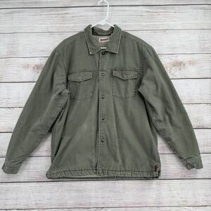 Vintage 90s QuikSilver Sherpa Lined Jacket Shacket Mens XL Green Military Chore